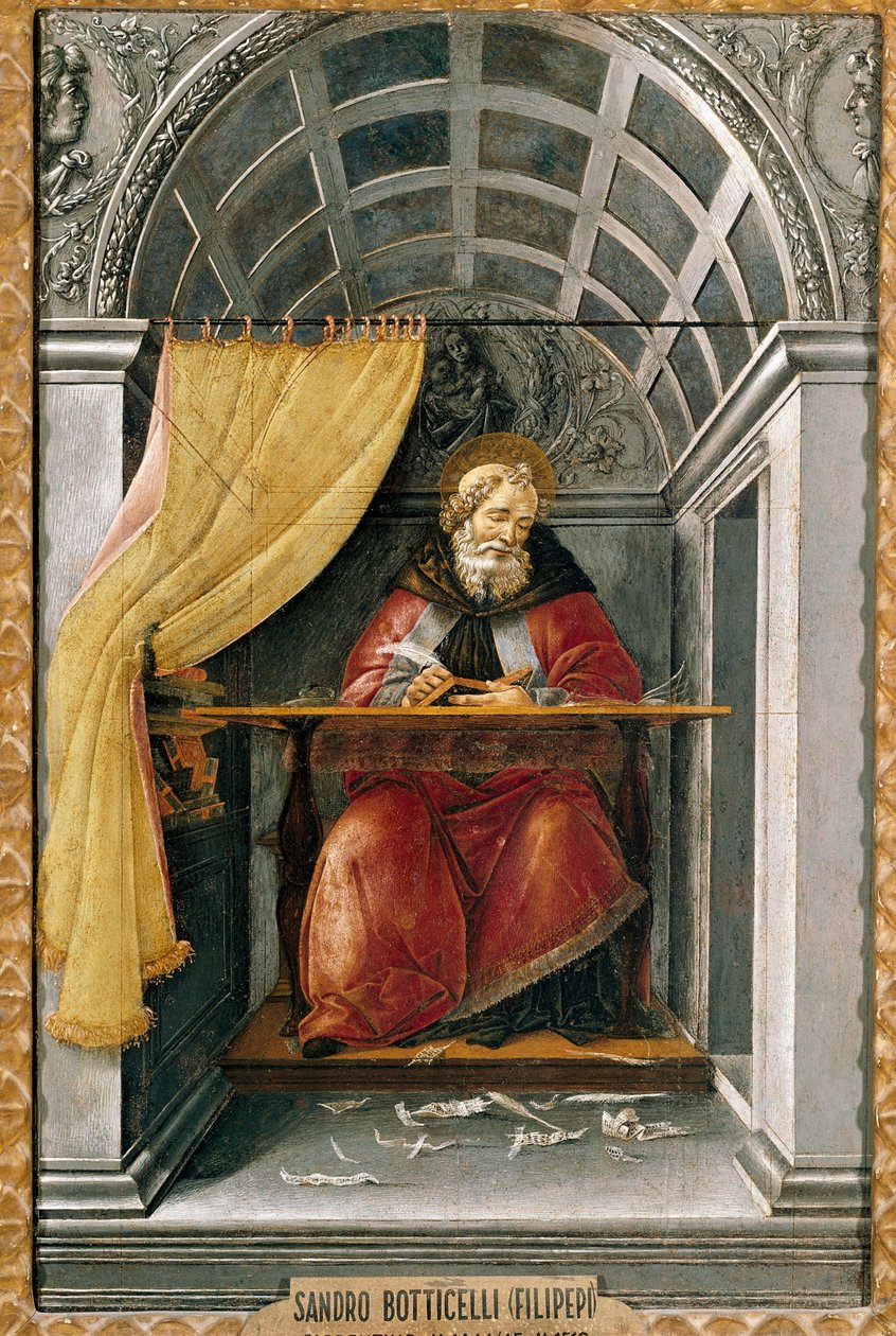 Szent Ágoston cellájában Alessandro di Mariano dei Filipepi festménye Sandro Botticellitől (1445-1510). Tempera vászonra alkotó: Sandro Botticelli