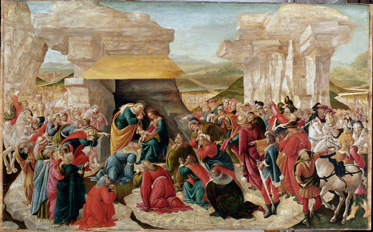 A mágusok imádása (Befejezetlen festmény, 1500 körül) alkotó: Sandro Botticelli
