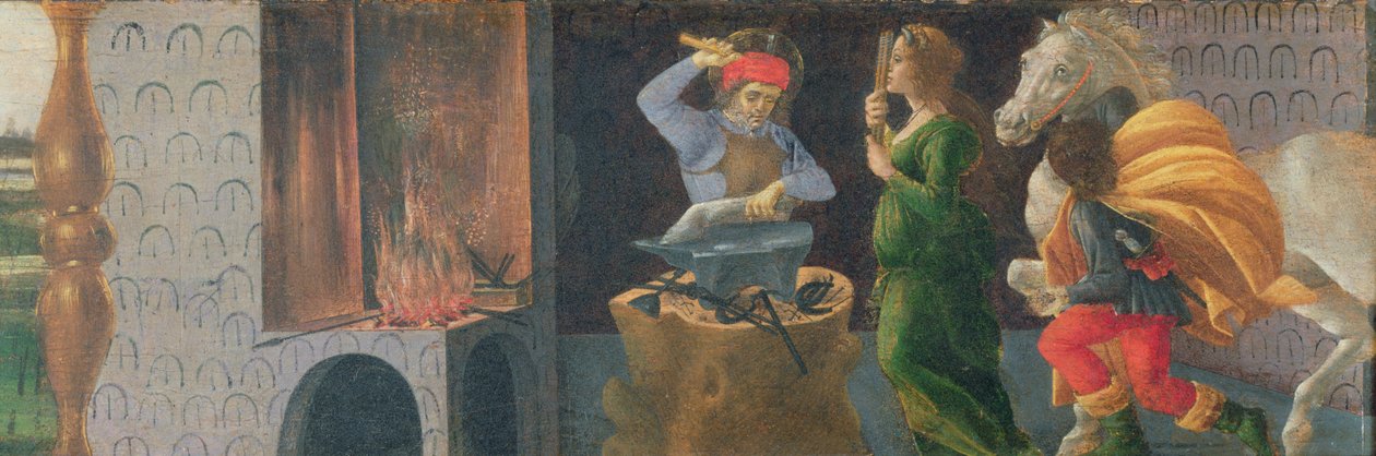 Szent Eligius csodája, predella tábla a Szent Márk-oltárról, 1488-90 körül (tempera a táblán) (lásd: 44342, 44348 44333) alkotó: Sandro Botticelli
