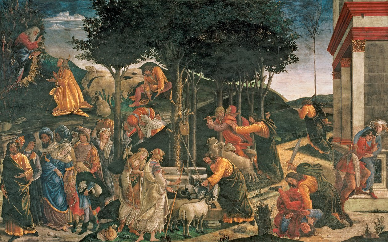 Mózes ifjúsága, a Sixtus-kápolnában alkotó: Sandro Botticelli