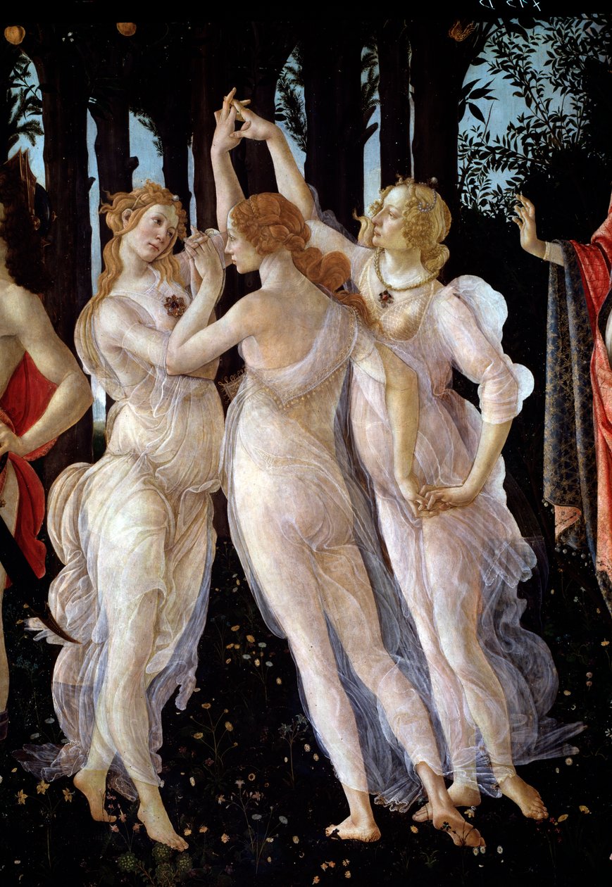 A tavasz. A három grácia részlete (festmény alkotó: Sandro Botticelli