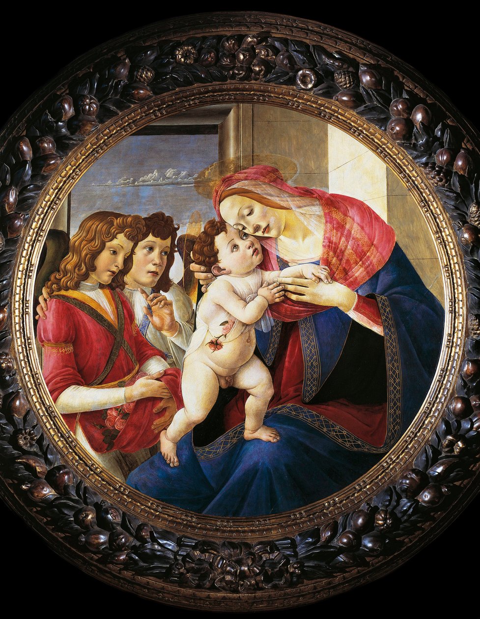 Szűz és gyermek és két angyal (tempera fán, 1490 körül) alkotó: Sandro Botticelli