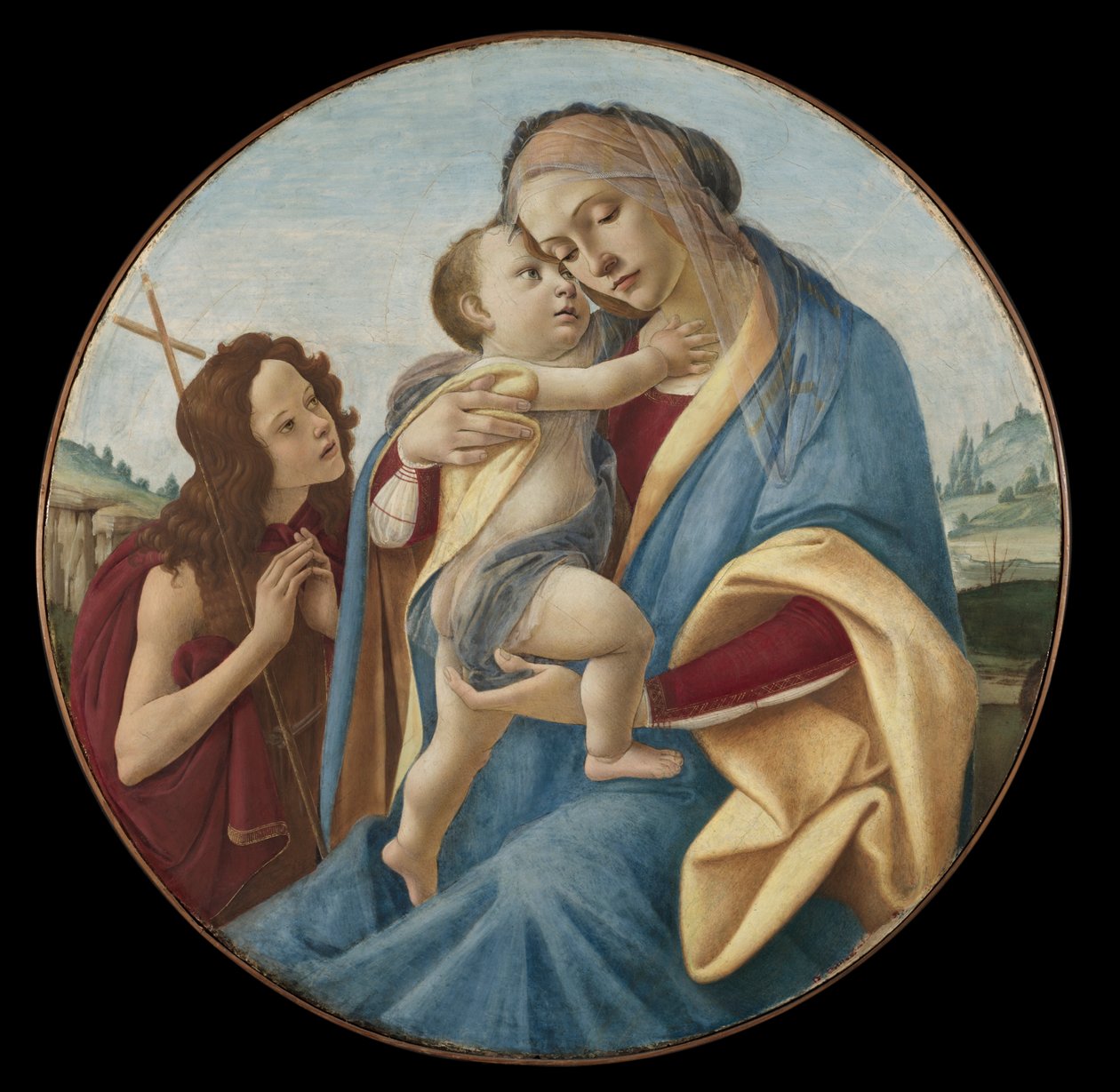 Szűzanya és gyermeke a fiatal Keresztelő Szent Jánossal, 1490 körül (tempera és olaj, fa) alkotó: Sandro (1444/5 1510) Botticelli