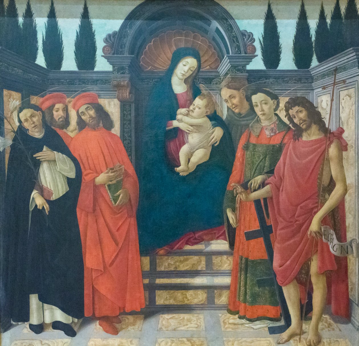 Madonna és gyermeke szentekkel, 1497 körül (olaj, vászon) alkotó: Sandro (and workshop) Botticelli