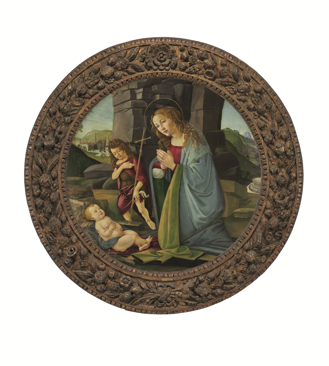 A Madonna imádja a Gyermeket a fiatal Keresztelő Szent Jánossal (tempera és olaj, tábla) alkotó: Sandro (and workshop) Botticelli