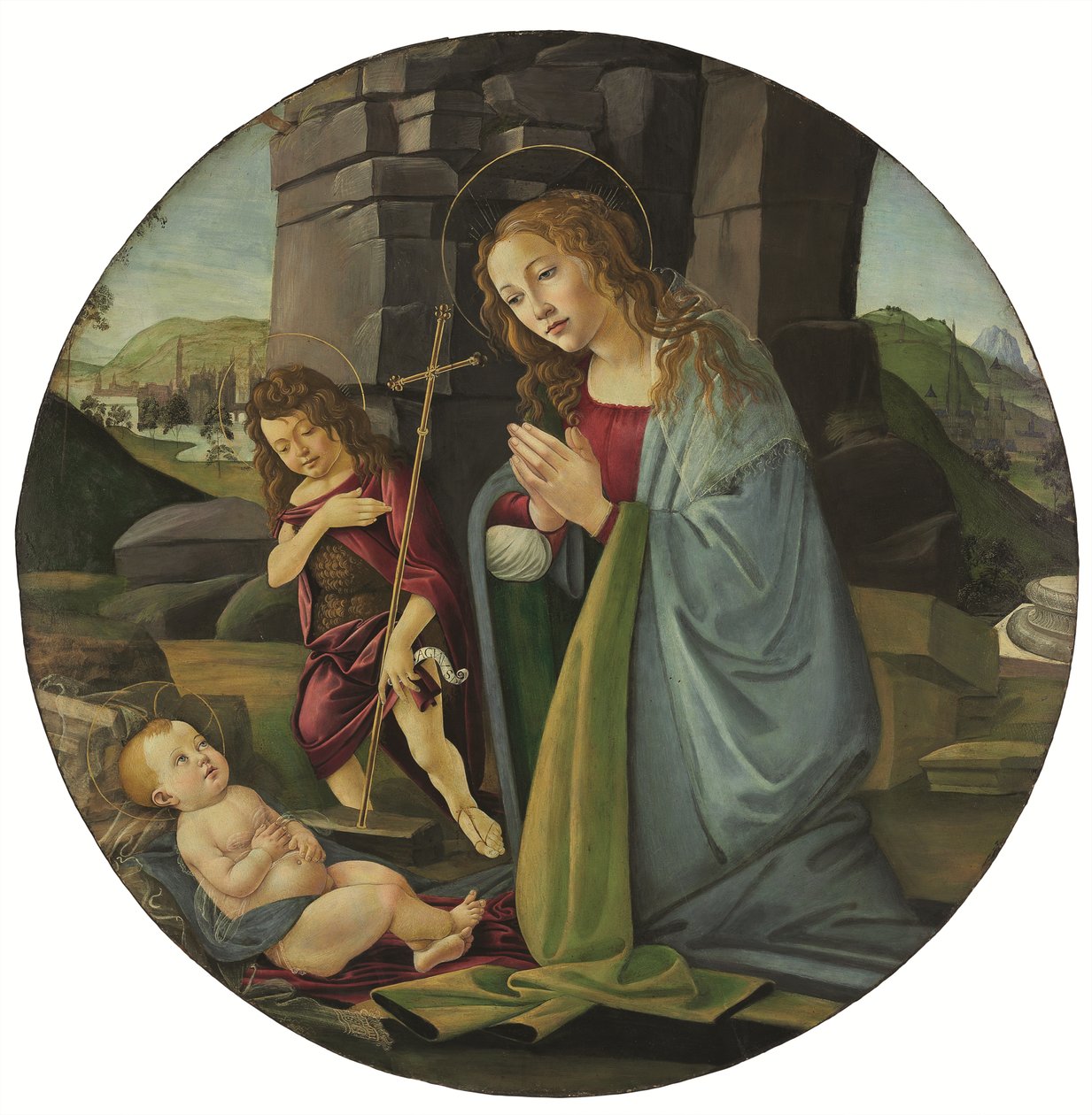 A Madonna imádja a Gyermeket a fiatal Keresztelő Szent Jánossal (tempera és olaj, tábla) alkotó: Sandro (and workshop) Botticelli
