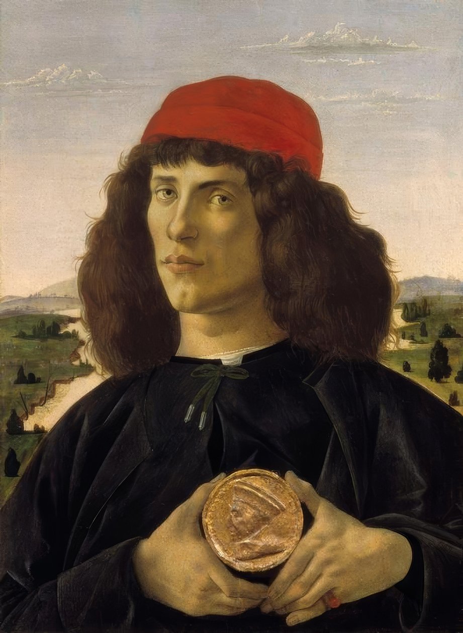 Ismeretlen személy portréja Cosimo A. érmével alkotó: Sandro Botticelli