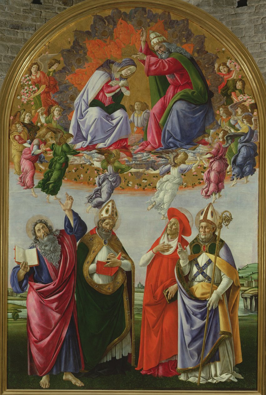 Szűz koronázása (San Marco oltár), 1490-92 (tempera a táblán) alkotó: Sandro Botticelli
