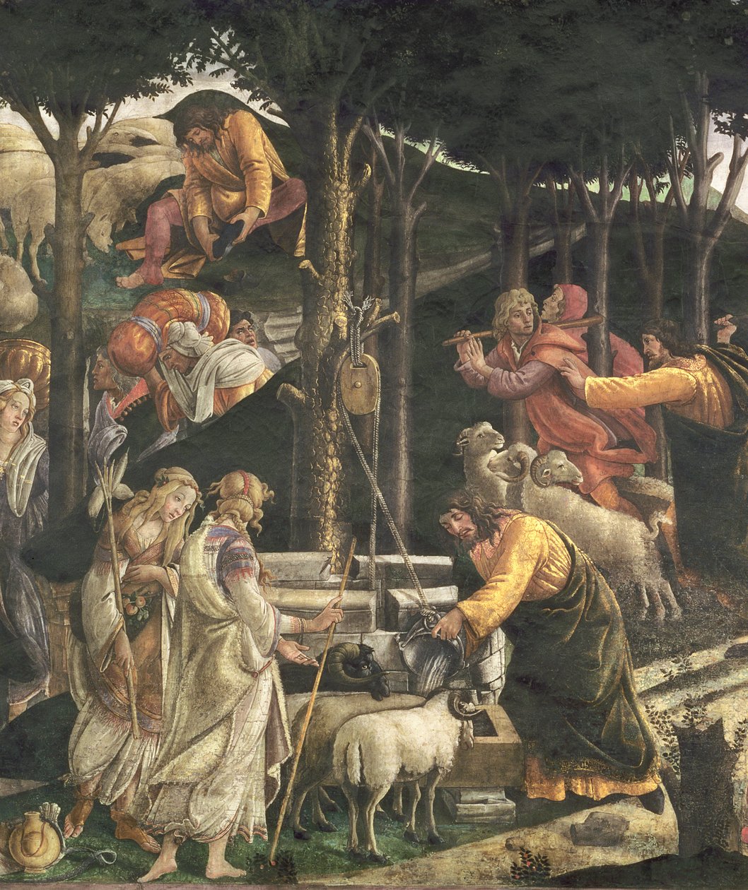 Részlet a Mózes ifjúságából, a Sixtus-kápolnában, 1481-es freskó lásd még 80051 alkotó: Sandro Botticelli