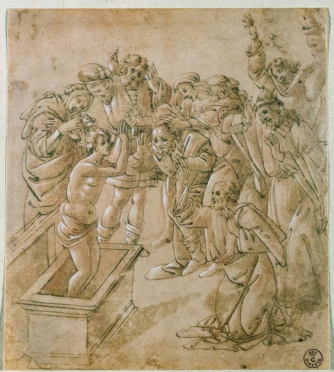 Theophilus fiának feltámasztása a halálból alkotó: Sandro Botticelli
