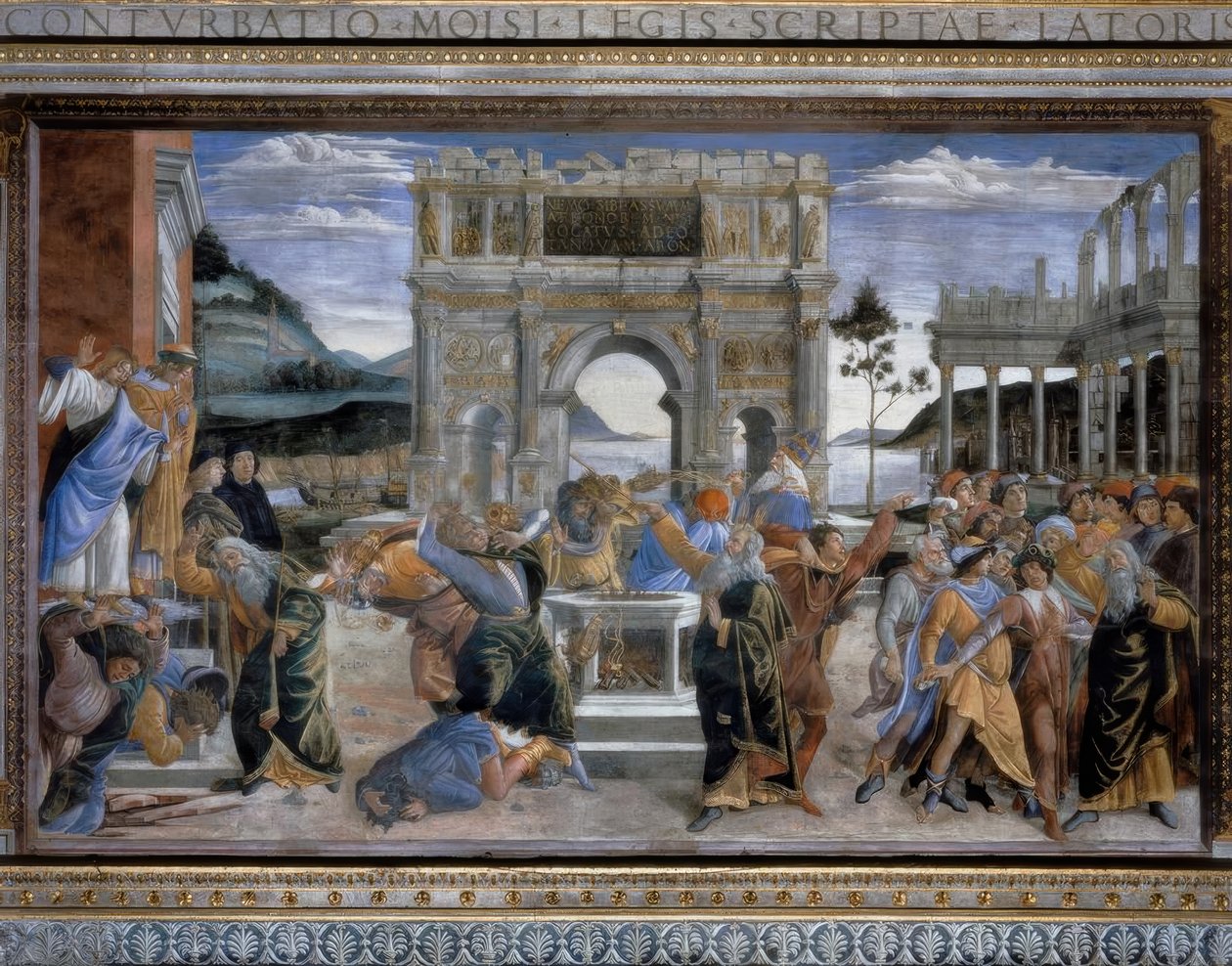 A Rotte Korah büntetése alkotó: Sandro Botticelli