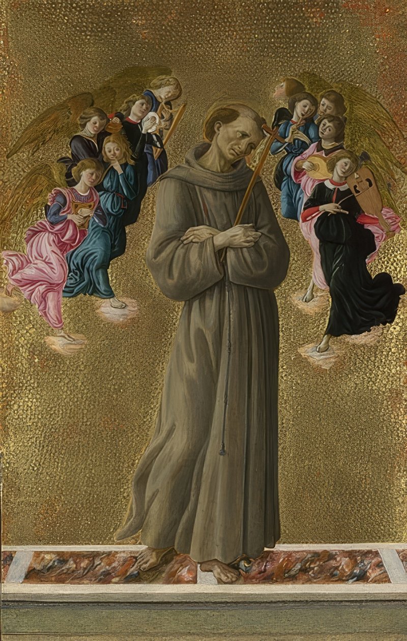 Szent Ferenc angyalokkal. 1475-80 körül alkotó: Sandro Botticelli