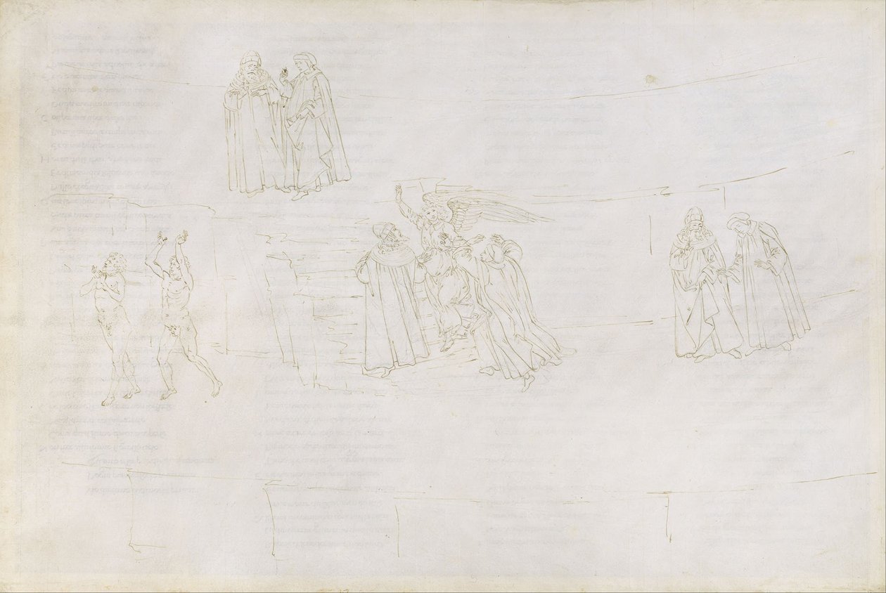 Illusztráció Dante Alighieri Purgatorio 17, 1480-1490 Isteni színjátékához alkotó: Sandro Botticelli