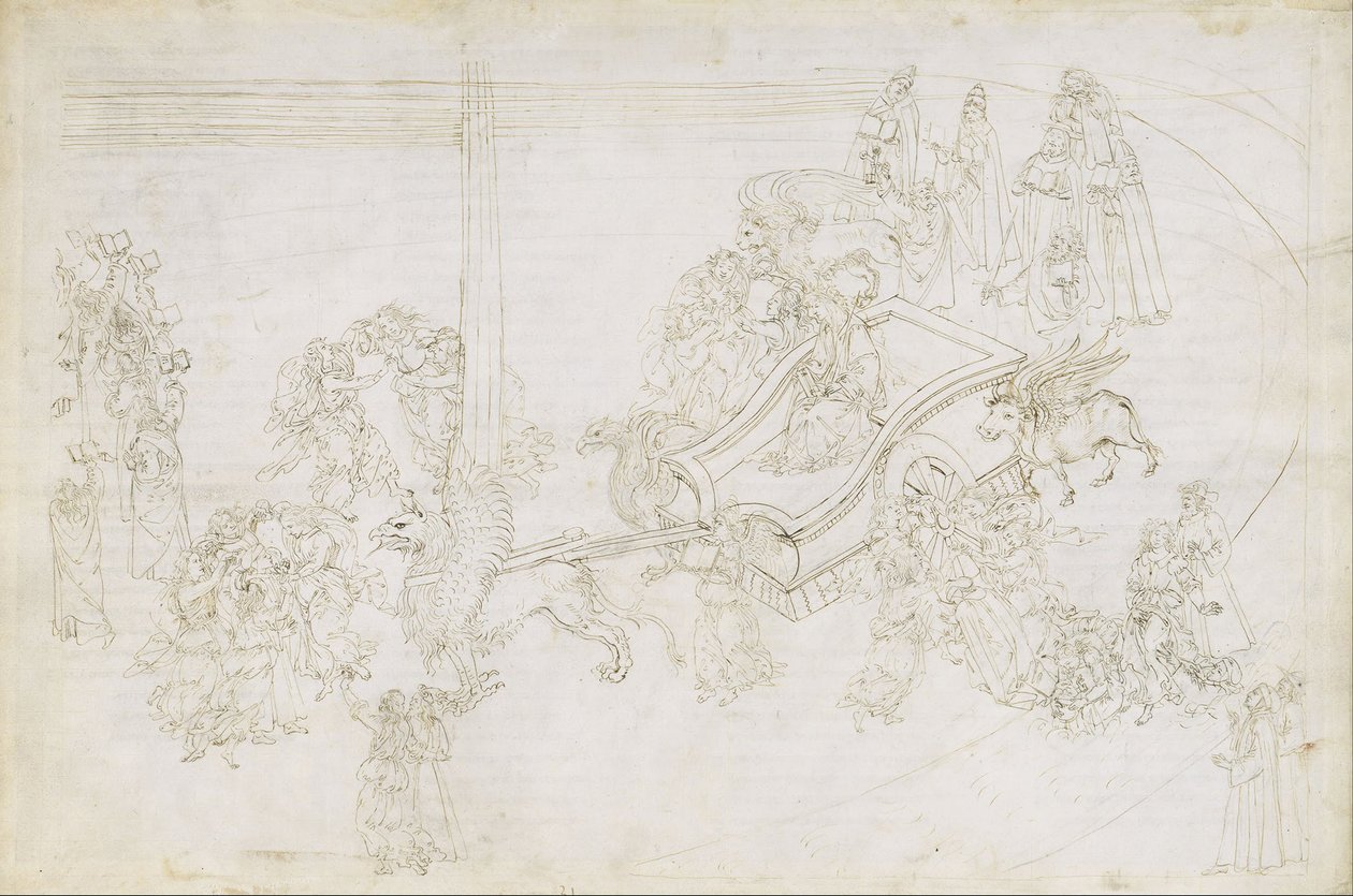 Illusztráció Dante Alighieri Purgatorio 31, 1480-1490 Isteni színjátékához alkotó: Sandro Botticelli