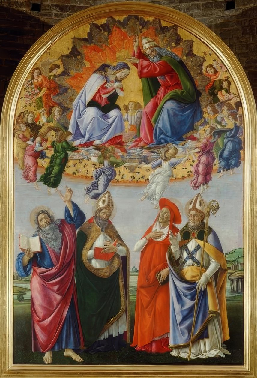 Mária megkoronázása négy szenttel alkotó: Sandro Botticelli