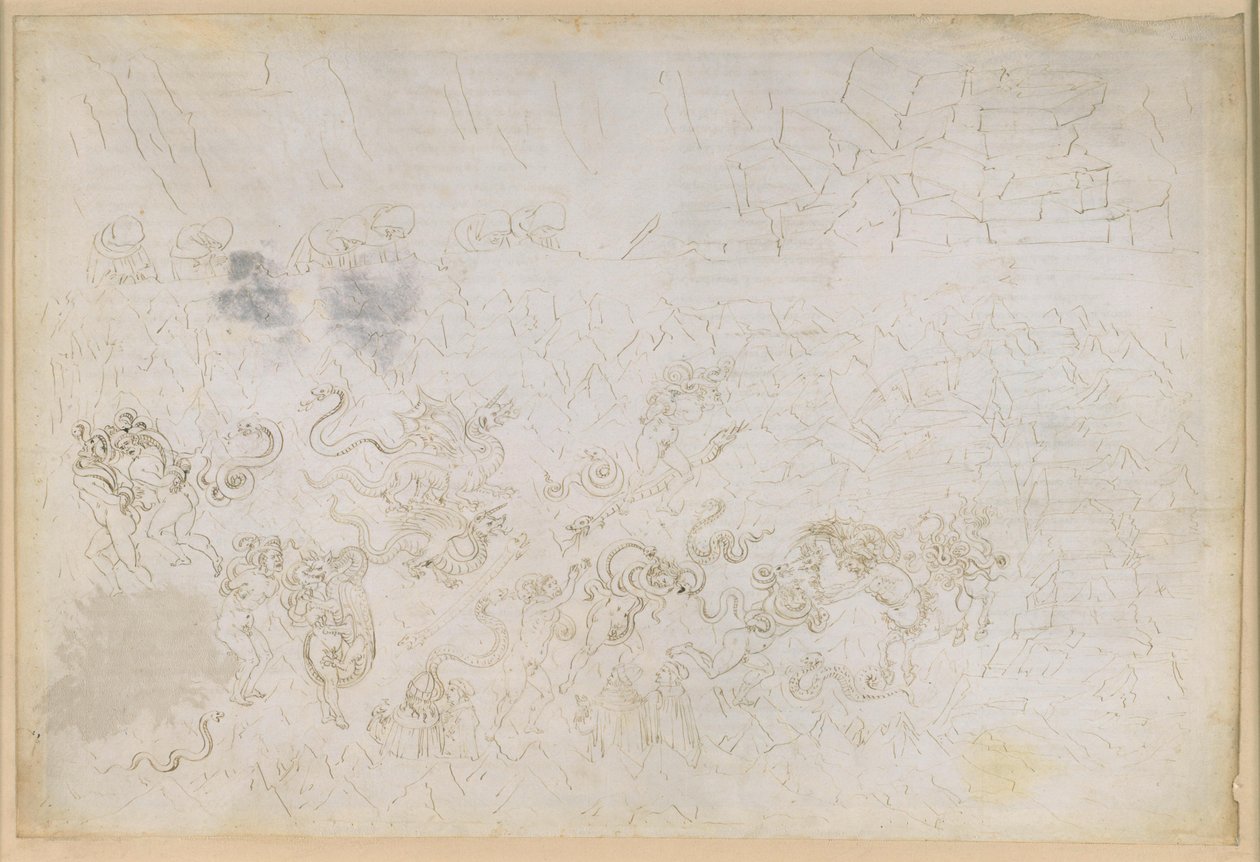 A Divina Commedia, Inferno XXV. Vergilius és Dante a pokol nyolcadik körében (Malebolge), 7. bolgia: Súlyosabb büntetések a tolvajok és rablók számára alkotó: Sandro Botticelli