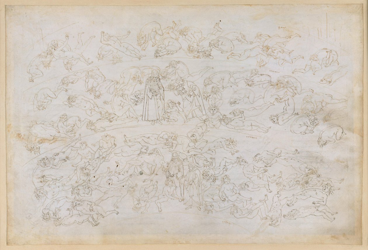 A Divina Commedia, Inferno XXXIII. A pokol kilencedik köre (Cocytus), 3. szakasz: Ugolino gróf bűnbánati beszámolója; a vendégszeretetet megsértő árulók büntetése a Ptolemäa jégében alkotó: Sandro Botticelli