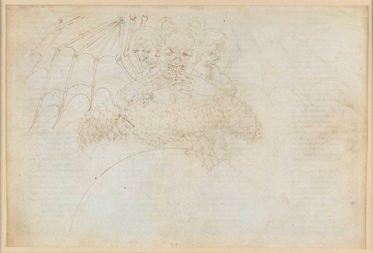 A Divina Commedia, Inferno XXXIV (1): A pokol központja: Lucifer a Giudecca jégében, Júdás, Brutus és Cassius szétzúzása alkotó: Sandro Botticelli