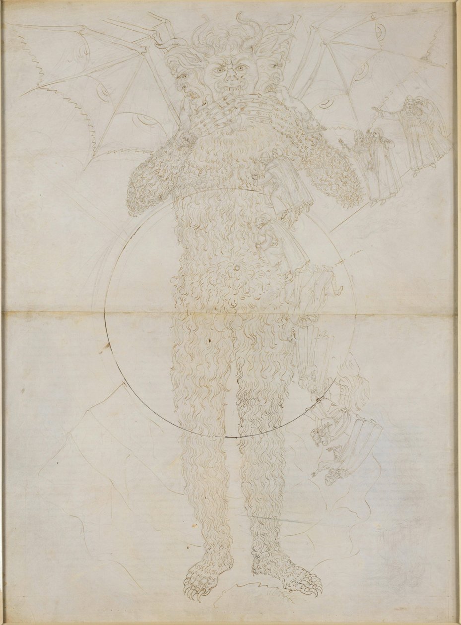 A Divina Commedia, Inferno XXXIV (2). A pokol központja: Lucifer teljes alakjában (a Nagy Sátán); Búcsú az Inferno-tól alkotó: Sandro Botticelli