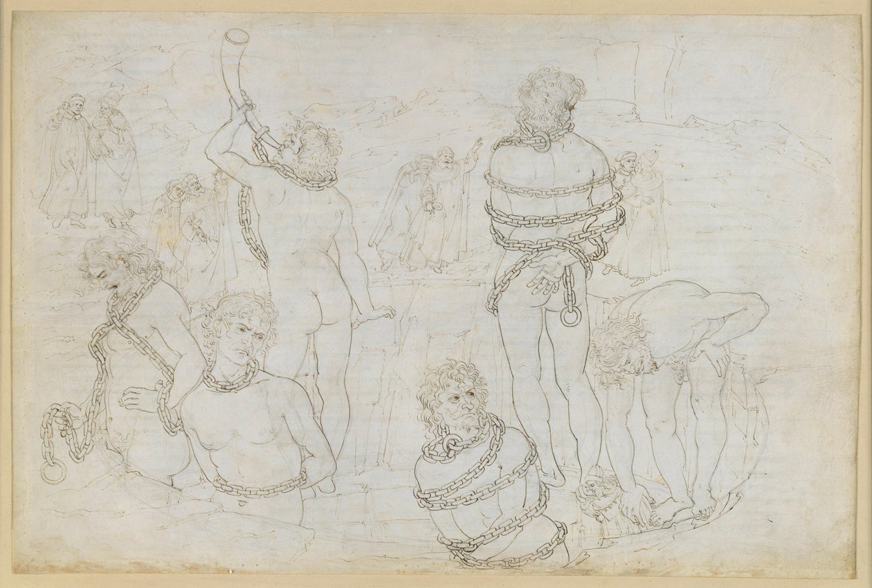 A Divina Commedia, Inferno XXXI. A pokol nyolcadik köre (Malebolge): Az óriások csatája – Pozzo dei Giganti alkotó: Sandro Botticelli