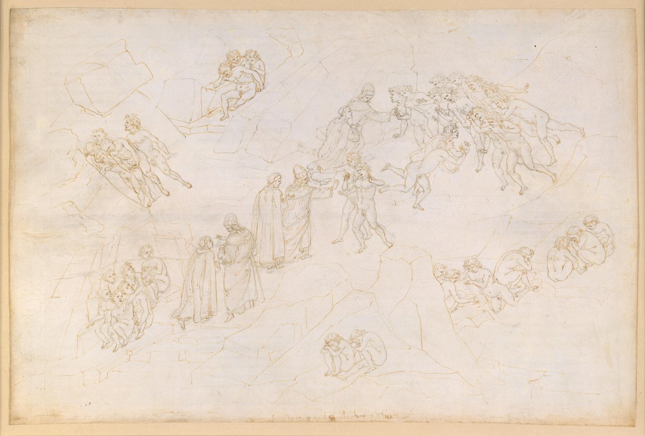 A Divina Commedia, Purgatorio V. Előpurgatórium, középső zóna: azok, akik erőszakos cselekmény következtében vesztették életüket alkotó: Sandro Botticelli