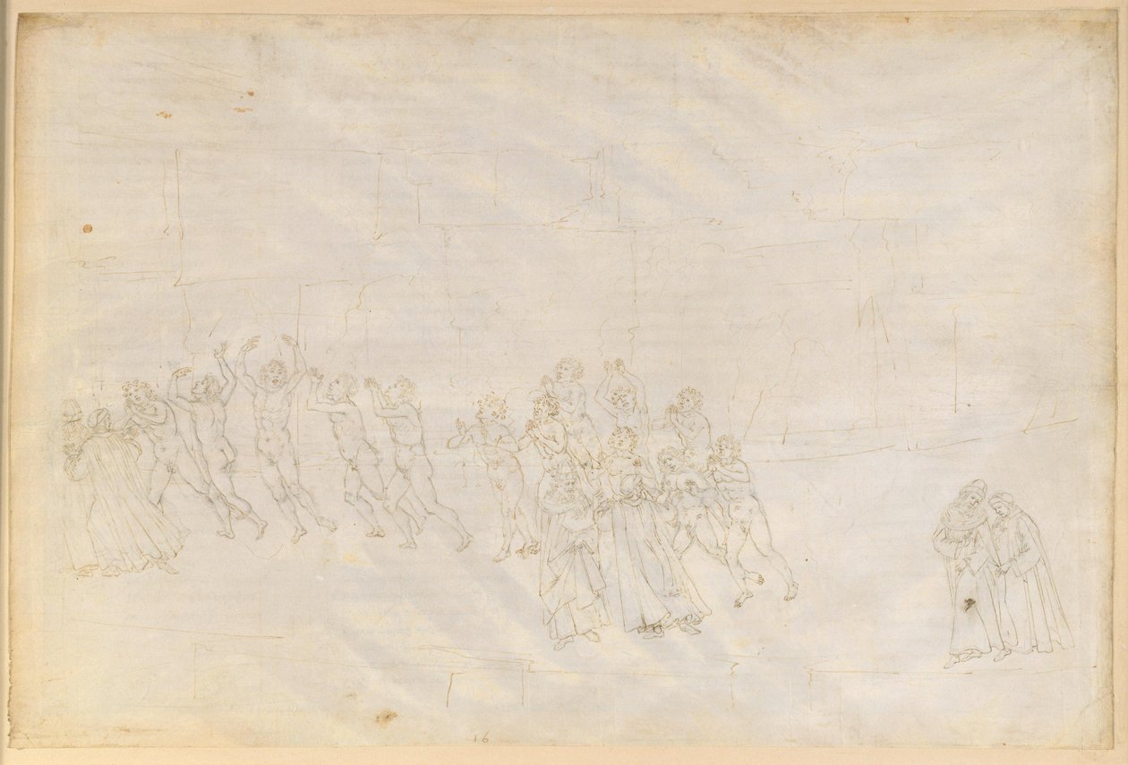 A Divina Commedia, Purgatórium XVI. A Purgatórium harmadik köre: a haragosok vezeklése; Dante beszélgetése Marco Lombardóval alkotó: Sandro Botticelli