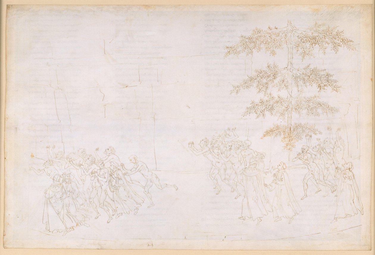 A Divina Commedia, Purgatórium XXIII. A Purgatórium hatodik köre: a falánkok bűnbánata; találkozás Forese Donatival alkotó: Sandro Botticelli
