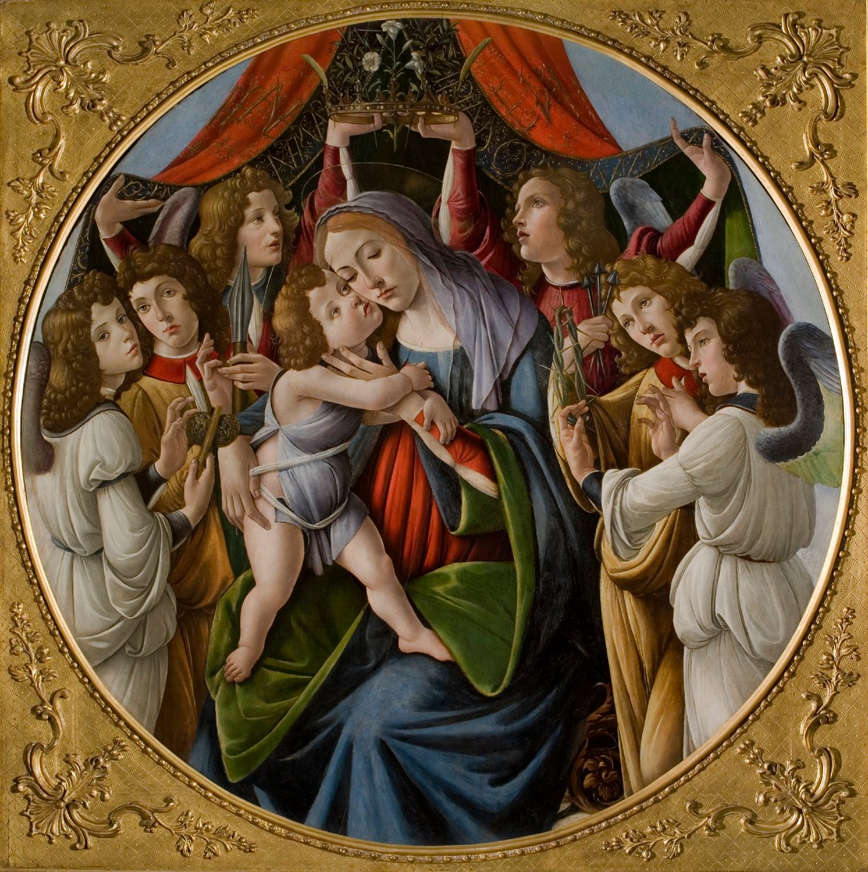 Madonna és gyermek hat angyallal, 1500 körül. alkotó: Sandro Botticelli