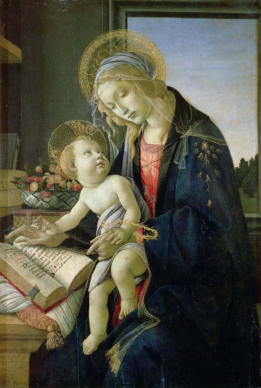 A könyv Madonnája (Tempera és olaj fatáblán) c. 1480-81 alkotó: Sandro Botticelli