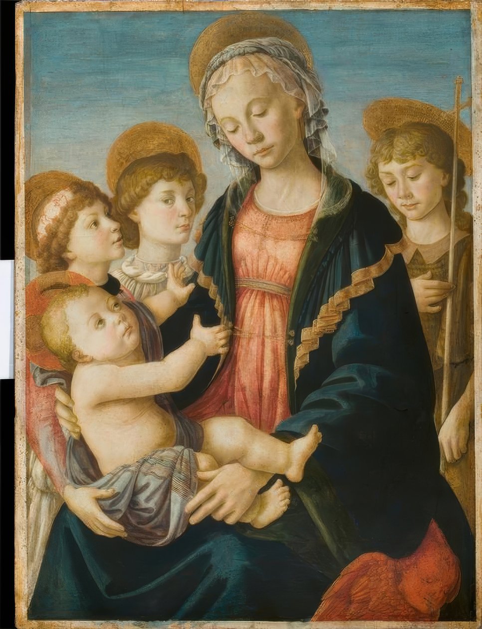 Mária a gyermekkel, a fiú Jánossal és két angyallal alkotó: Sandro Botticelli