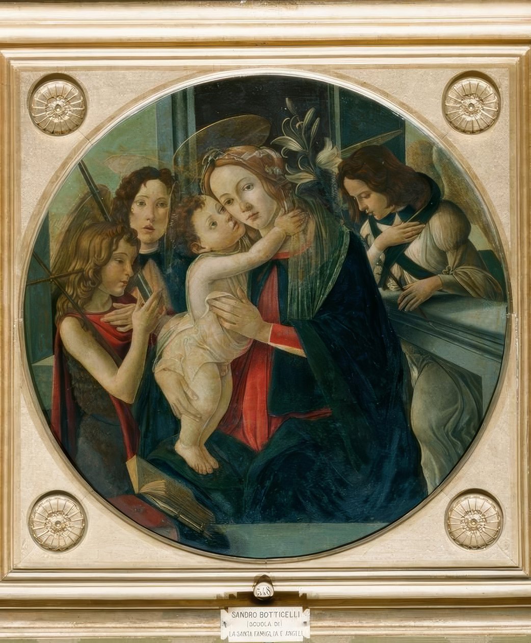 Mária a gyermekkel, a fiú Jánossal és két angyallal alkotó: Sandro Botticelli