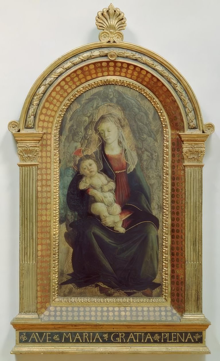 Mária gyermekével angyali dicsőségben alkotó: Sandro Botticelli