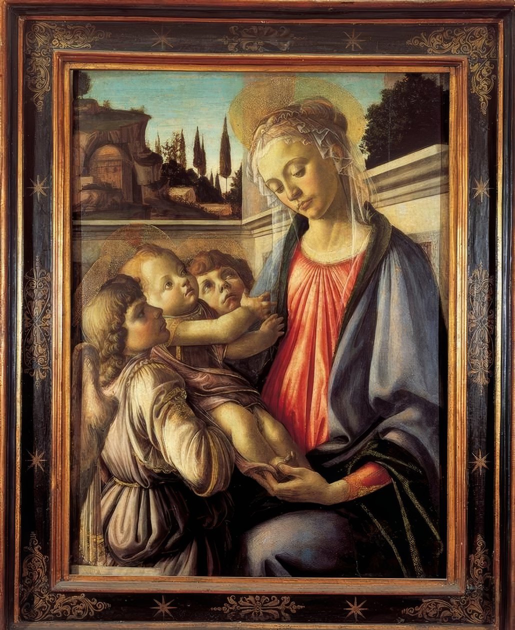 Mária gyermekével és két angyallal alkotó: Sandro Botticelli