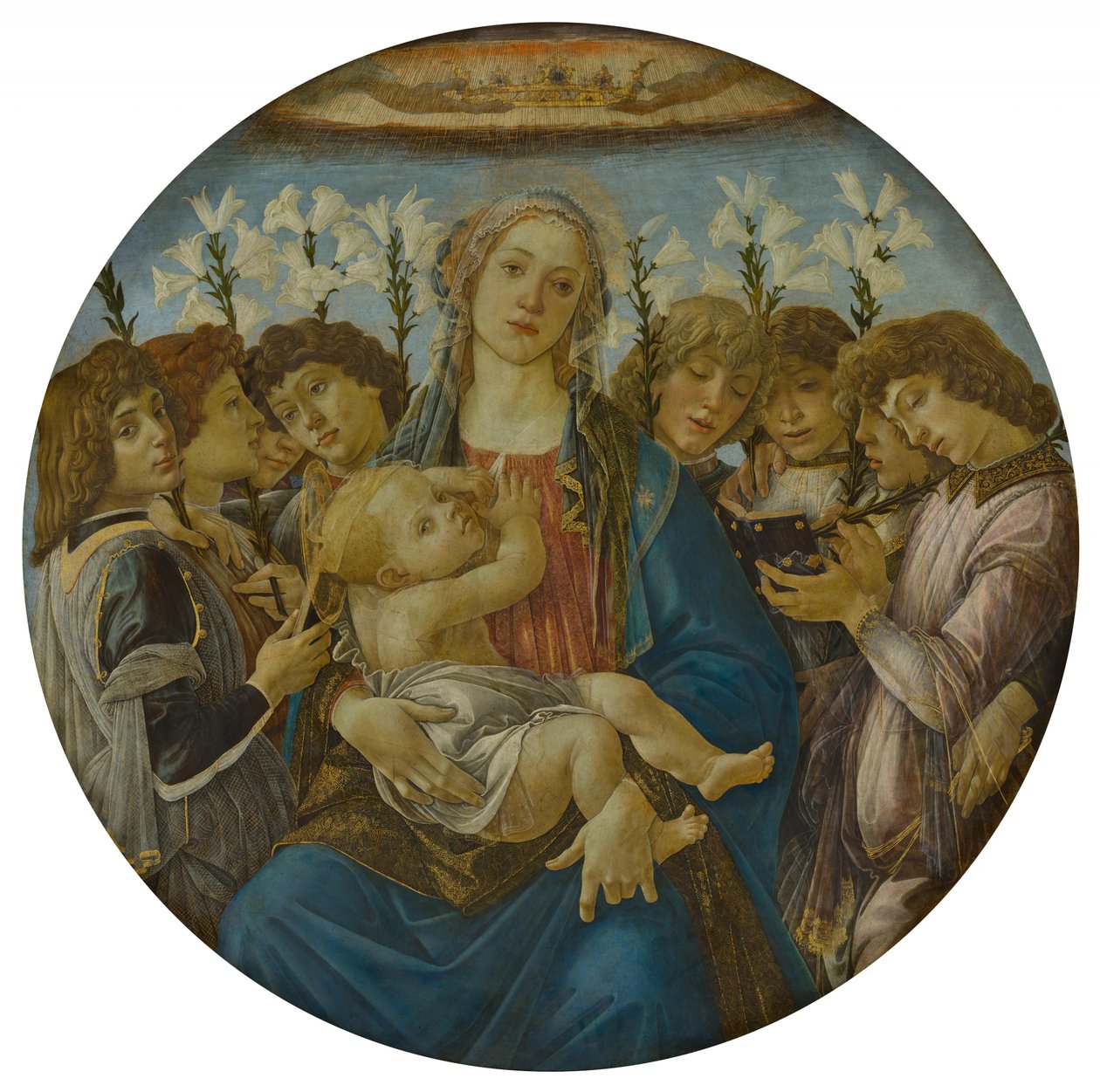 Mária a Gyermekkel és éneklő angyalokkal (Raczyński-tondo) alkotó: Sandro Botticelli
