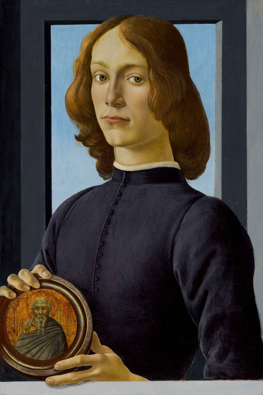 Portré egy fiatalemberről, aki egy medált tart alkotó: Sandro Botticelli