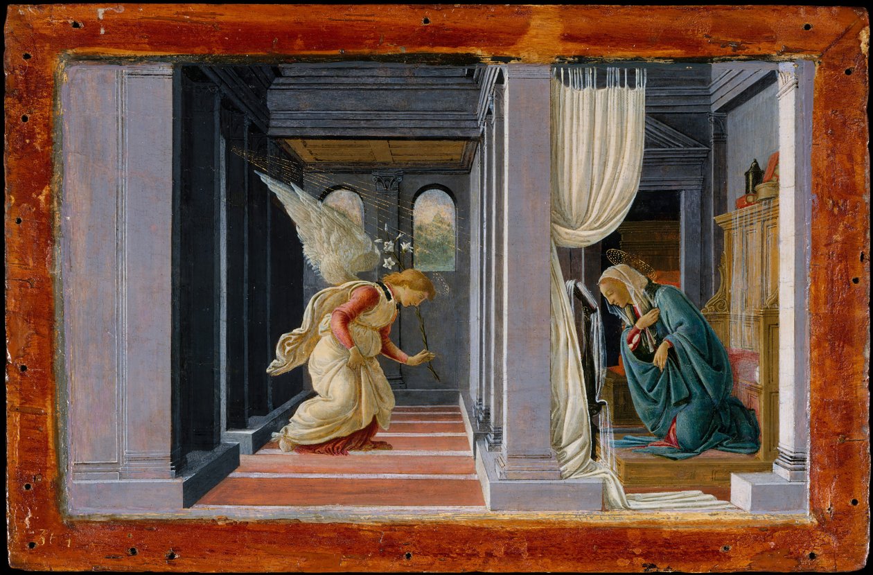 Az Angyali üdvözlet, kb. 1485-92. alkotó: Sandro Botticelli