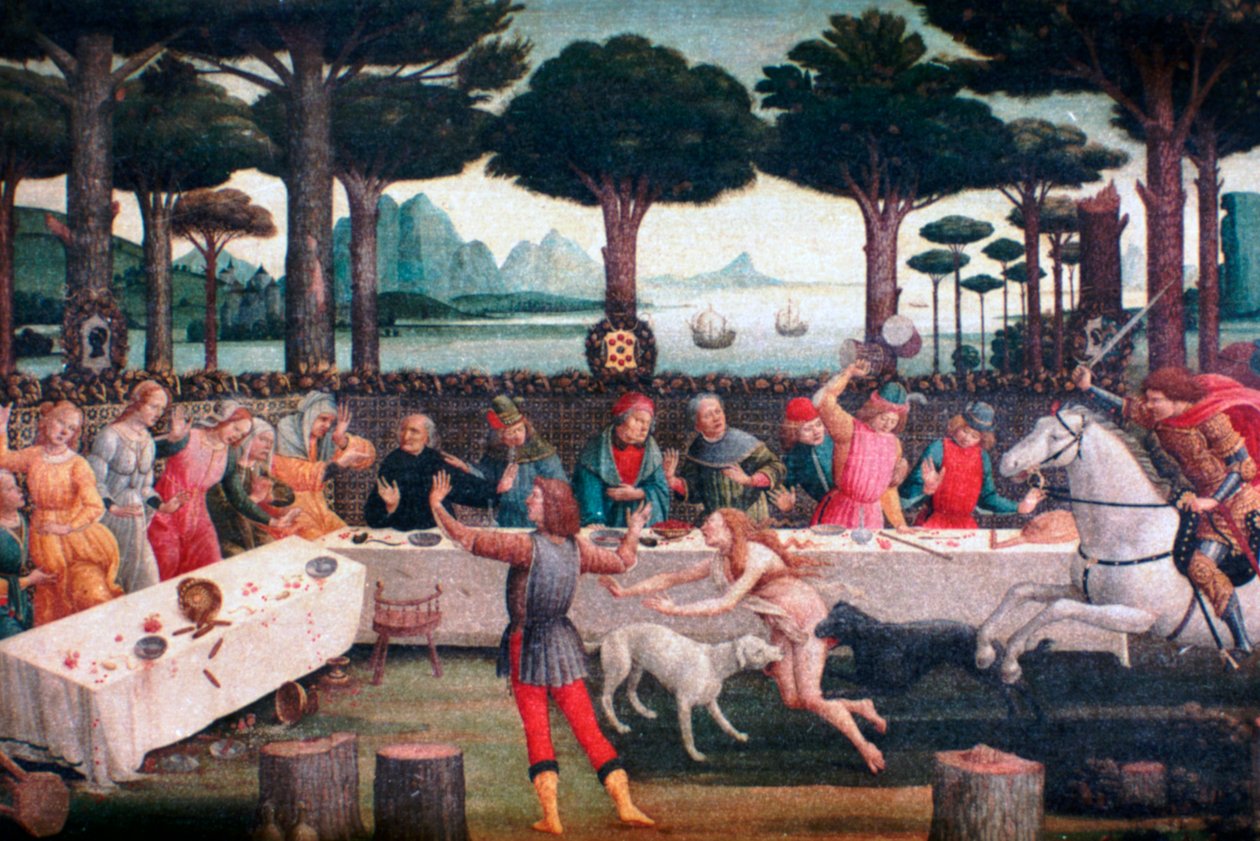 A bankett a fenyvesben, 1482-1483 alkotó: Sandro Botticelli