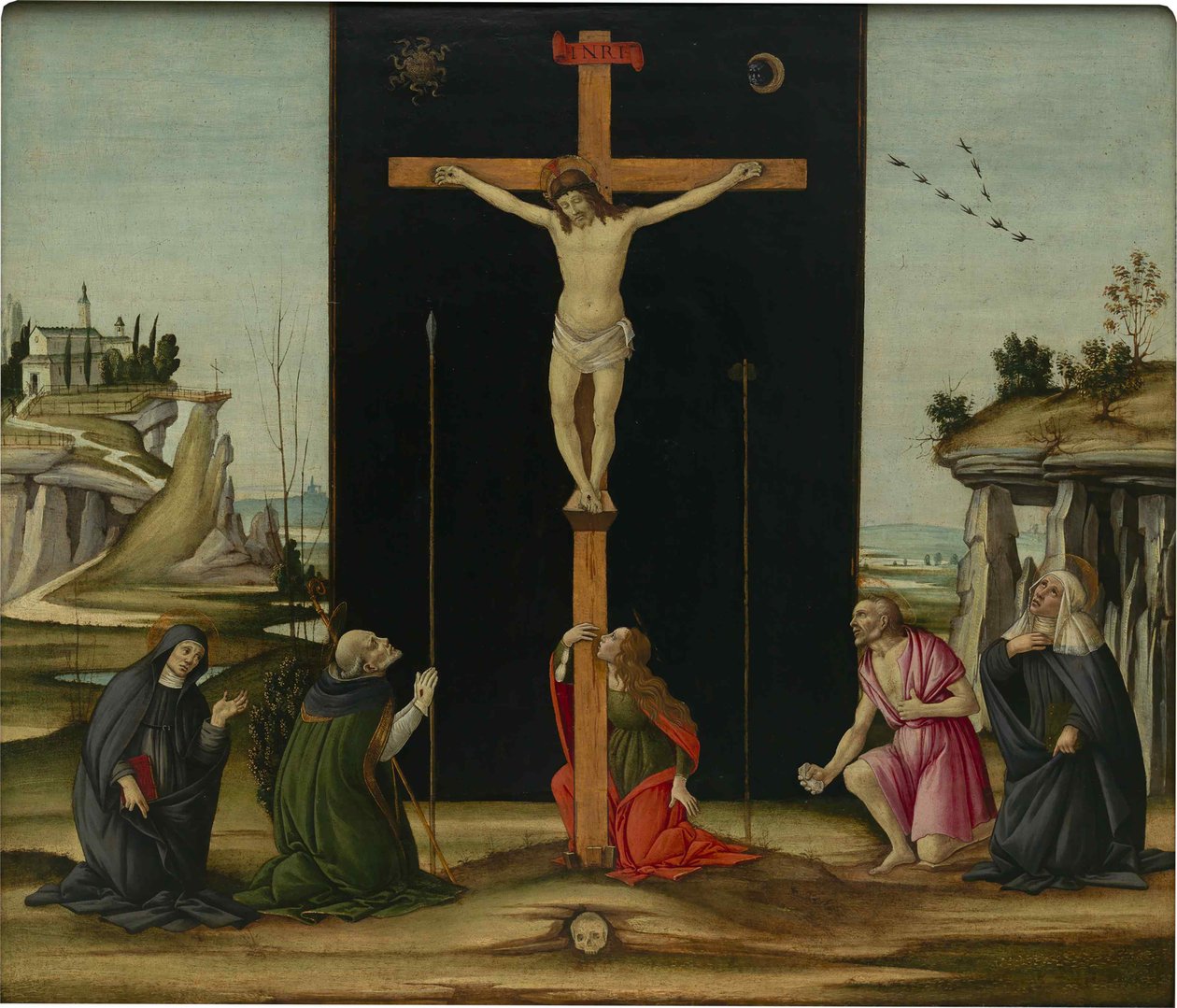 A keresztre feszítés szentekkel, c. 1490. alkotó: Sandro Botticelli