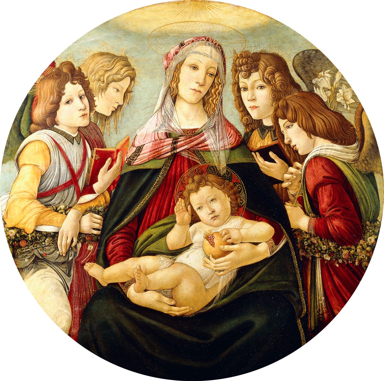 Madonna és gyermek négy angyallal, alkotó: Sandro Botticelli
