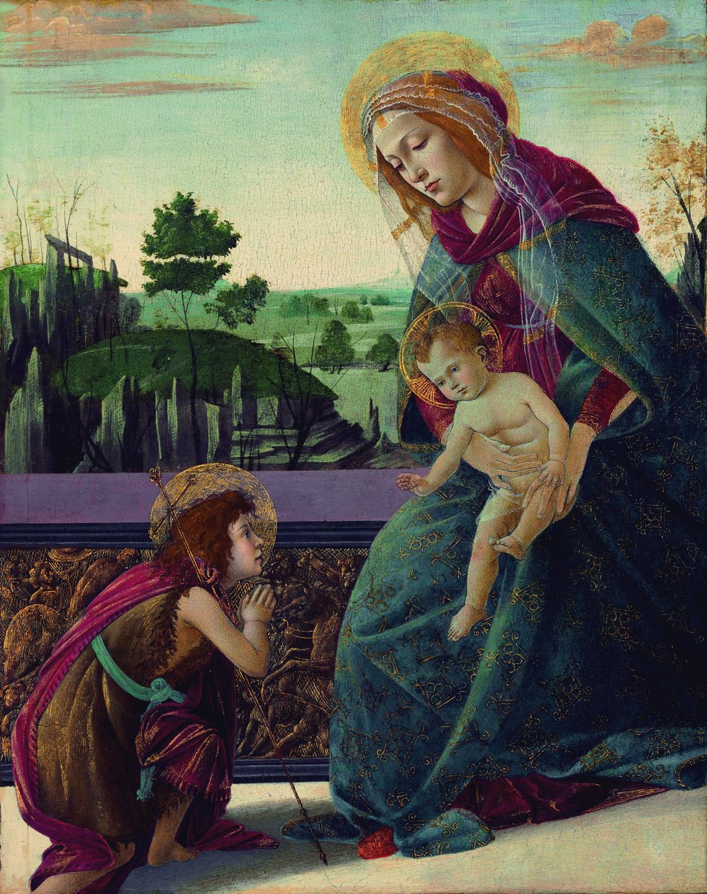 A Madonna és gyermeke a fiatal Keresztelő Szent Jánossal alkotó: Sandro Botticelli
