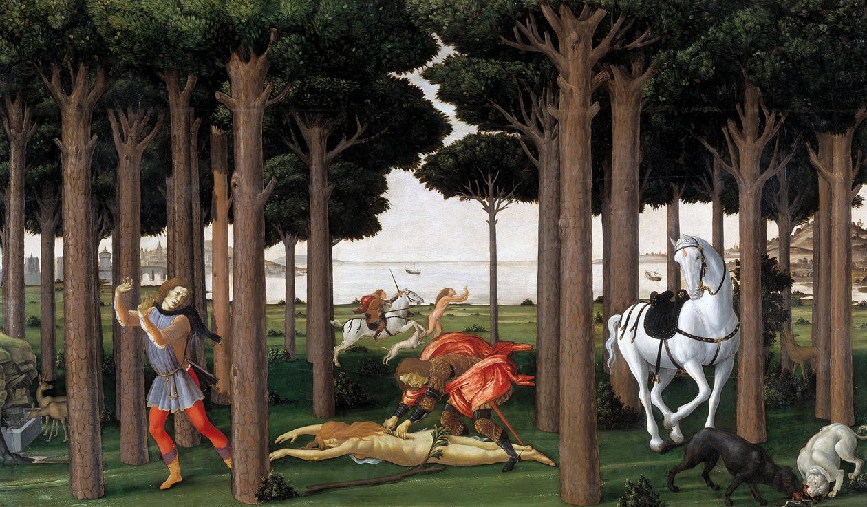 Nastagio degli Onesti története Második epizód, 1483 körül alkotó: Sandro Botticelli