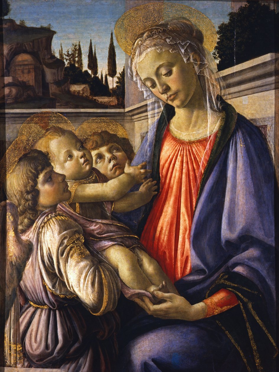 Szűz és gyermek két angyallal, 1470 körül. alkotó: Sandro Botticelli