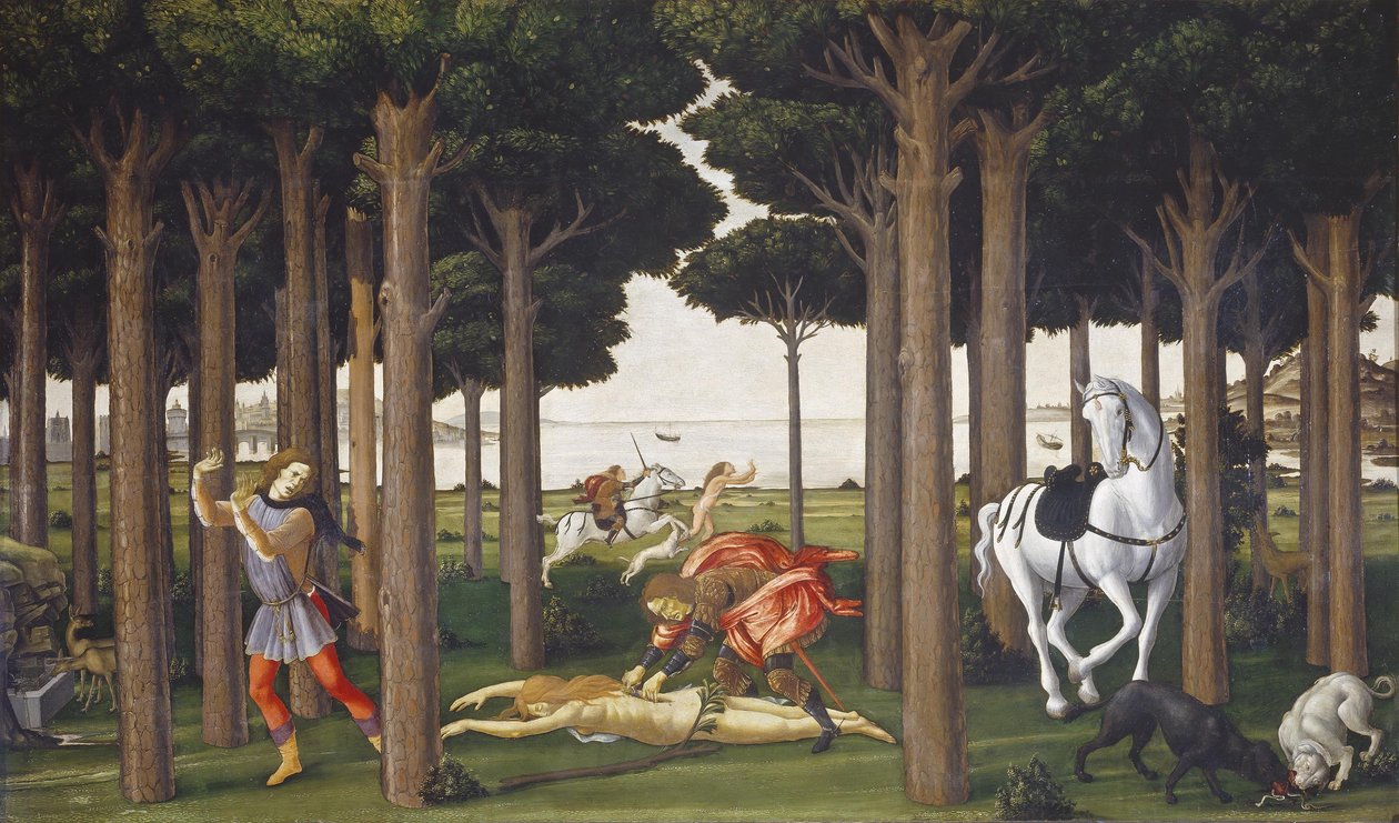 Nastagio degli Honesti története, II. panel alkotó: Sandro Botticelli