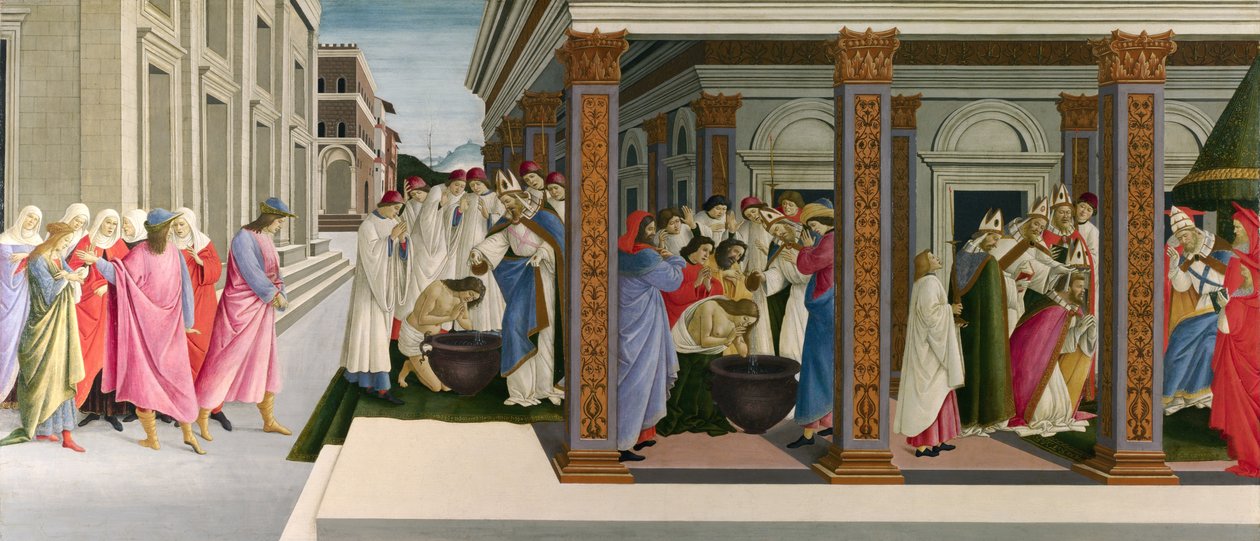 Szent Zenobius három csodája, Kr. e. 1500 alkotó: Sandro Botticelli