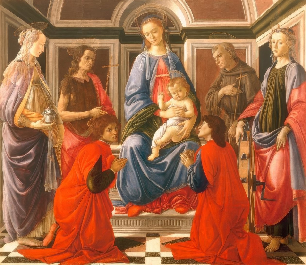 Trónoló Madonna a Gyermekkel és alkotó: Sandro Botticelli