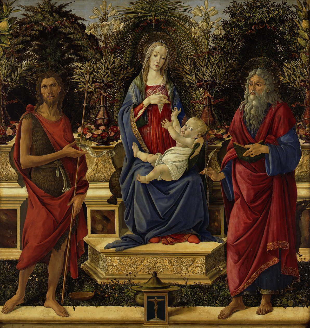 Trónon ülő Mária a Gyermekkel és a két Jánossal alkotó: Sandro Botticelli