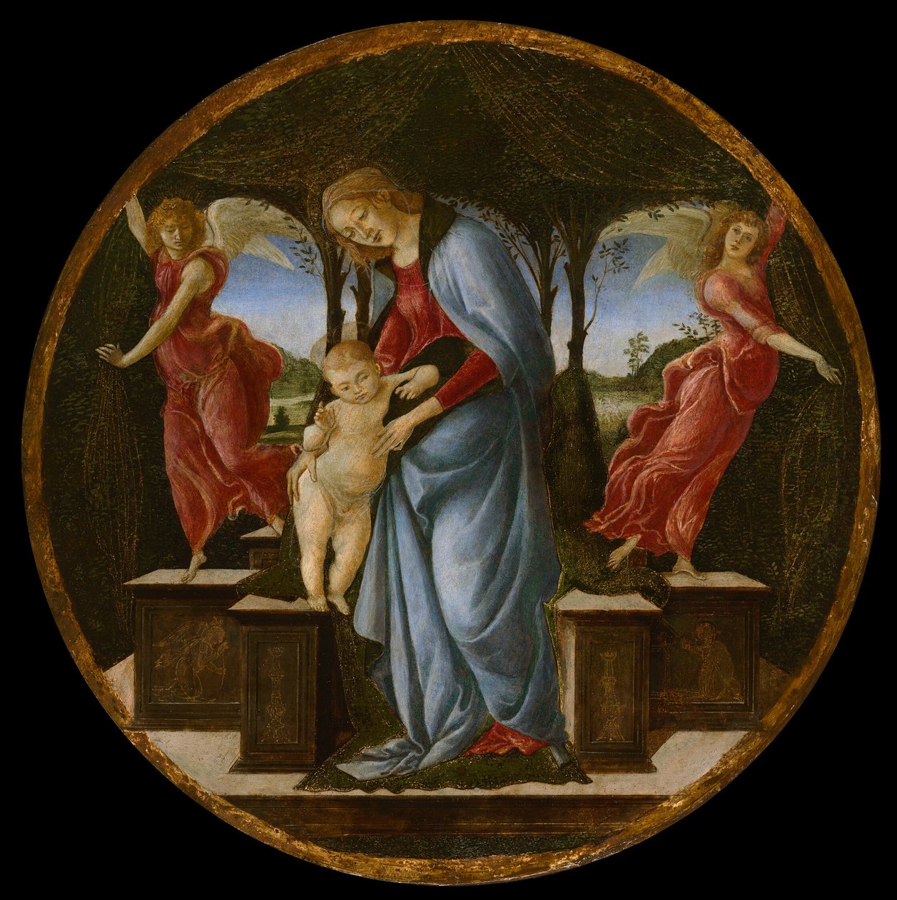 Szűz és gyermeke két angyallal alkotó: Sandro Botticelli