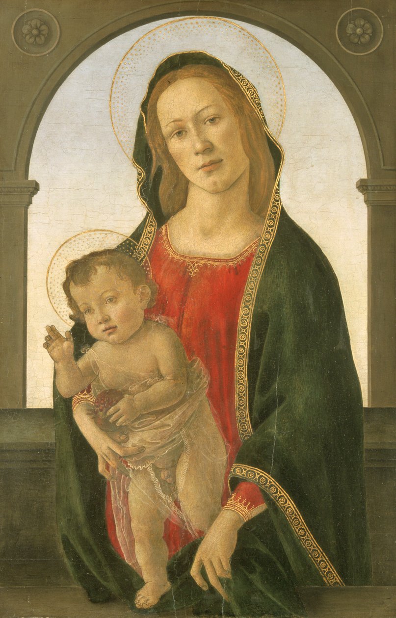 „Szűz és gyermek gránátalmával”, c1488 alkotó: Sandro Botticelli