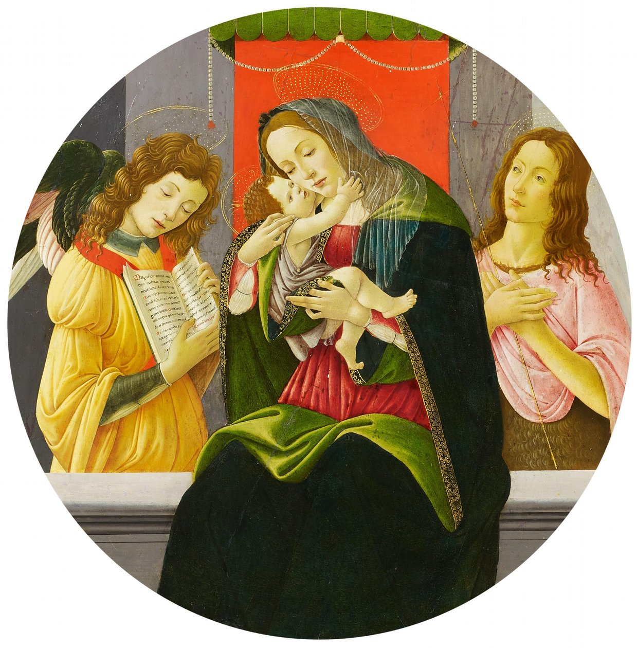 Madonna a Gyermekkel, Keresztelő János és egy angyal alkotó: Sandro Botticelli and workshop