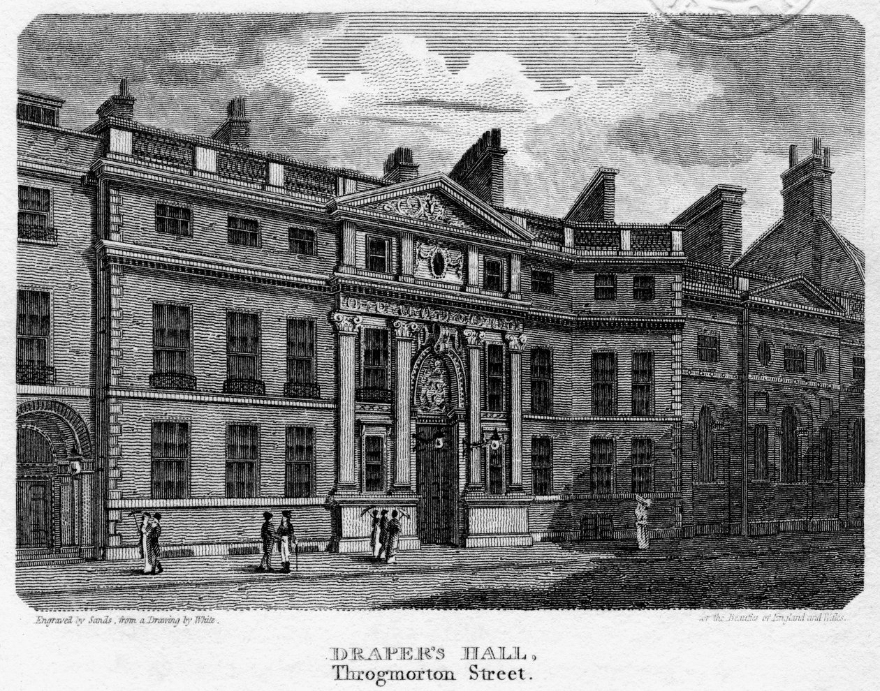 Drapers Hall, Throgmorton Street, London City, 1812. alkotó: Sands
